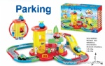 Cartoon Battery-operated Track Parking Lot - 1 pcs B/O car and 3 pcs free wheel car